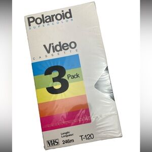 3-Pack POLAROID SUPERCOLOR VIDEO CASSETTES 246m T-120 BLANK TAPES SEALED VHS Vtg